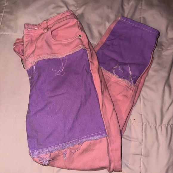 Patchwork Jeans- pink and purple - Picture 1 of 2